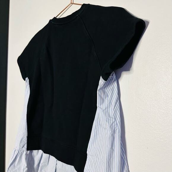 Red Valentino Black Short Sleeve Pinstripe Accent Side Crewneck Shirt Size Large - Picture 9 of 11